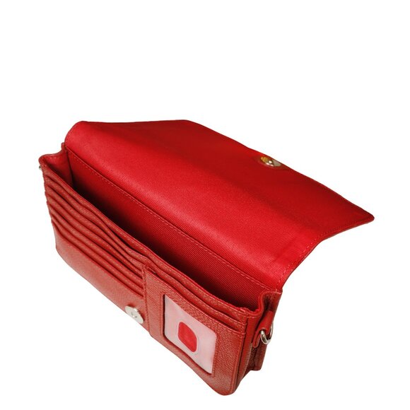 Leather Red Crossbody Shoulder Bag – Sling Messenger Bag for Work, Daily Use - Picture 5 of 10